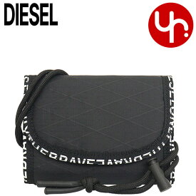 ディーゼル DIESEL 財布 二つ折り財布 X08104 P4220 ブラック メンズ レディース 特別送料無料 YOSHINO VERT ナイロン ロゴ トリム ウォレット ネックストラップ付き ブランド 通販 22AW