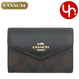 コーチ COACH 小物 カードケース FCH202 CH202 ブラウン×ブラック 特別送料無料 シグネチャー コーテッド キャンバス スムース レザー フラップ カード ケース アウトレット品レディース ブランド 通販 2024SS