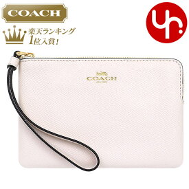 コーチ COACH 小物 ポーチ F58032 58032 チョーク 特別送料無料 コーチ ラグジュアリー クロスグレーン レザー コーナー ジップ リストレット アウトレットレディース ブランド 通販