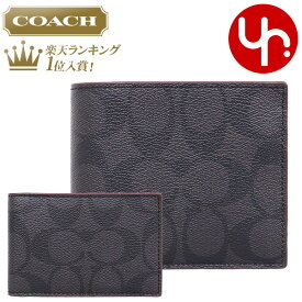 【24時間限定ポイント2倍】コーチ COACH 財布 二つ折り財布 F25519 ブラック×ブラックオックスブラッド 特別送料無料 コーチ シグネチャー PVC レザー コンパクト ID ウォレット アウトレットメンズ ブランド 通販