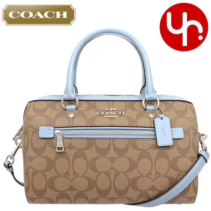 コーチ COACH バッグ ショルダーバッグ F83607 カーキ×ペールブルー 特別送料無料 ラグジュアリー シグネチャー ローワン サッチェル アウトレットレディース ブランド 通販 斜めがけ 2021 母の日 インポートコレクションYR COACH パステルブルーフラップ カーキシグネチャー