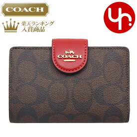 【24時間限定ポイント2倍】コーチ COACH 財布 二つ折り財布 FC0082 C0082 ブラウン×1941レッド 特別送料無料 ラグジュアリー シグネチャー PVC レザー ミディアム コーナー ジップ ウォレット アウトレットレディース ブランド 通販 L型