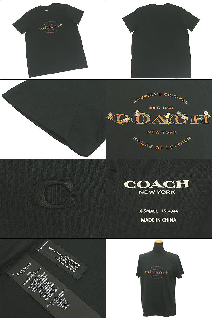 コーチ COACH アパレル Ｔシャツ F33867 33867 ブラック 特別送料無料 フローラル COACH ロゴ コットン Ｔシャツ  アウトレット品レディース ブランド 通販 2021SS 母の日 | インポートコレクションＹＲ