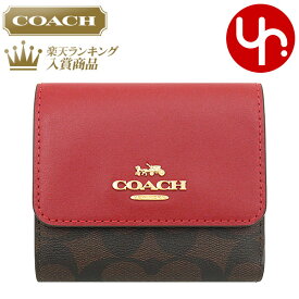 【24時間限定ポイント2倍】コーチ COACH 財布 三つ折り財布 FCE930 CE930 ブラウン×1941レッド 特別送料無料 ラグジュアリー カラーブロック シグネチャー PVC レザー スモール トライフォールド ウォレット アウトレット品レディース ブランド 通販