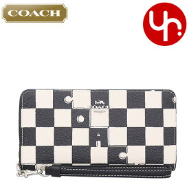 コーチ COACH 財布 長財布 FCR622 CR622 特別送料無料 チェッカーボード プリント PVC レザー ロング ジップ アラウンド ウォレット （ストラップ付き） アウトレット品レディース ブランド 通販 2024SS