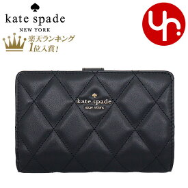 ケイトスペード kate spade 財布 二つ折り財布 KG424 ブラック 特別送料無料 キャリー スムース キルテッド レザー ミディアム コンパクト バイフォールド ウォレット アウトレット品レディース ブランド 通販 L型 2024SS