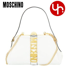 モスキーノ MOSCHINO バッグ ショルダーバッグ A7520 8008 ホワイト 特別送料無料 モスキーノ ゴールド レタリング ロゴ ベルト レザー チェーン ショルダー ハンドバッグレディース ブランド 通販 斜めがけ 2023SS