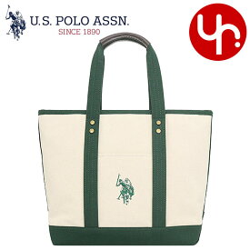 ユーエスポロアッスン U.S.POLO ASSN. バッグ トートバッグ USPA2651 オフホワイト×グリーン 特別送料無料 キャンバス ロゴ トート バッグ Mレディース ブランド 通販 通勤