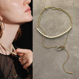 【ADER. bijoux アデルビジュー】CUTSTEEL sparkle pearl raliet　ラリエット　ネックレス