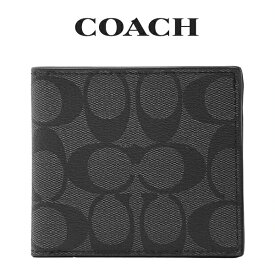 コーチ COACH アウトレット メンズ 財布 二つ折り財布 75006 CQ/BK(チャコール×ブラック) シグネチャー