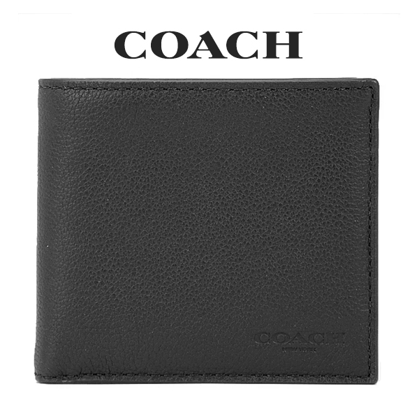 高級感と上品さを兼ね備えた上質レザーの二つ折り財布 コーチ 人気定番 COACH メンズ 人気急上昇 財布 FKS F75003 BLK ブラック 二つ折り財布