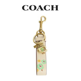 ★ 【メール便送料無料】 コーチ COACH アウトレット クリスマスプレゼント レディース バッグチャーム CI178 B4LU6(ブラス×ウィスキー) 花柄【在庫処分】 (女性 プレゼント キーホルダー キーリング レザー)