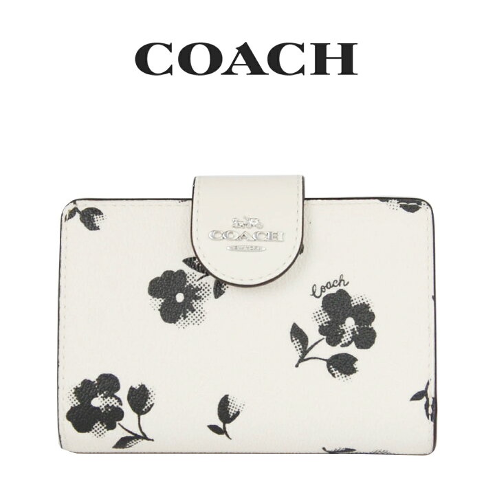 COACHアウトレット二つ折り財布花柄ホワイト COACH 二つ折り財布