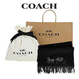 【コーチ巾着＆紙袋付き・ラッピング済み】 ギフトセット コーチ COACH アウトレット レディース 小物 マフラー 4622 BK/HG(ブラック×ヘザーグレー) ブラック