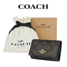 【コーチ巾着＆紙袋付き・ラッピング済み】 ギフトセット コーチ COACH アウトレット レディース 小物 キーケース F77998 IMAA8(ブラウン×ブラック)