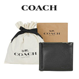 【コーチ巾着＆紙袋付き・ラッピング済み】 ギフトセット コーチ COACH アウトレット メンズ 財布 二つ折り財布 C8272 QB/BK(ブラック) ブラック