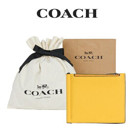 【コーチ巾着＆紙袋付き・ラッピング済み】 ギフトセット コーチ COACH アウトレット メンズ 財布 二つ折り財布 C8272 QBCY3(カナリー) イエロー