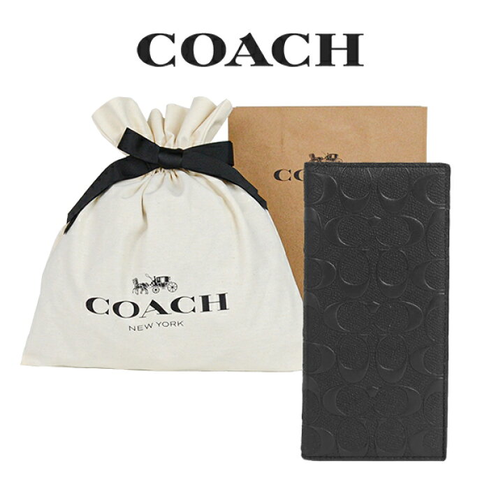 楽天市場 コーチ箱 紙袋付き ラッピング済み ギフトセット コーチ Coach アウトレット メンズ 財布 二つ折り長財布 Qb Bk ブラック シグネチャー インポートブランド ロータス