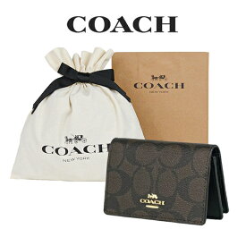 【コーチ巾着＆紙袋付き・ラッピング済み】 ギフトセット コーチ COACH アウトレット レディース 小物 カードケース 名刺入れ 91681 IMAA8(ブラウン×ブラック)