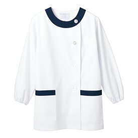 女性用調理衣長袖 [ 1−091白／紺S ][ 9-1495-0801 ] SMV1701