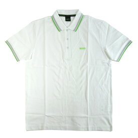 HUGO BOSS ヒューゴボス ポロシャツ メンズ PADDY REGULAR FIT パディ ゴルフ スポーツ ホワイト×グリーン 50469055 10241663 01 101