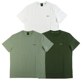 HUGO BOSS ヒューゴボス Tシャツ Tee メンズ ストレッチコットン Regular fit レギュラーフィット BOSSロゴ 50506373 10256064 ホワイト グリーン ライトグリーン