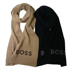 HUGO BOSS マフラー ニット ストール スカーフ メンズ ニット Elio エリオ ブラック ベージュ 50524391 10263614 01