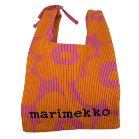 marimekko マリメッコ トートバッグ ミニ ニット ジャガード ウニッコ オレンジ×ピンク Unikko 092855 023 フィンランド 北欧