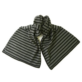 Paul Smith ポールスミス 英国直輸入 マフラー メリノウール 羊毛 ストライプ ボーダー ブラック×ライトグレー