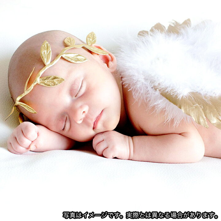 ニューボーンフォト 赤ちゃん 天使の羽 記念 衣装　ベビー　リーフ　バンド