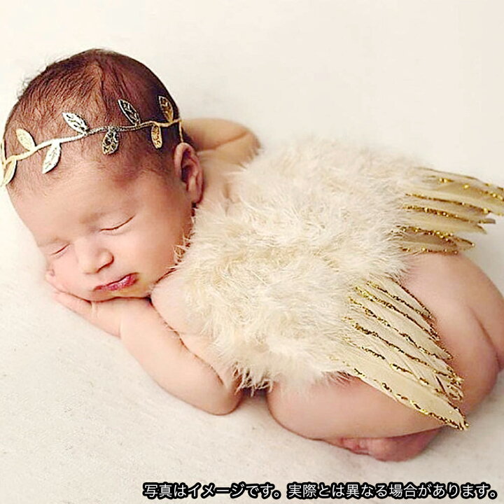 スーパーセール期間限定 ニューボーンフォト ベビー 赤ちゃん 天使の羽 リーフバンド 記念 衣装