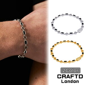 CRAFTD London Ntgh uXbg ONYX GEMSTONE CLOVER BRACELET SILVER GOLD Vo[ S[h IjLX   18KS[h Y lC [ANZT[] 00582