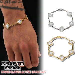 �N���t�g�����h�� �u���X���b�g CRAFTD London WHITE CLOVER STONE BRACELET SILVER GOLD �V���o�[ �S�[���h �� �� 18K�S�[���h �����Y �l�C [�A�N�Z�T���[] ��00582
