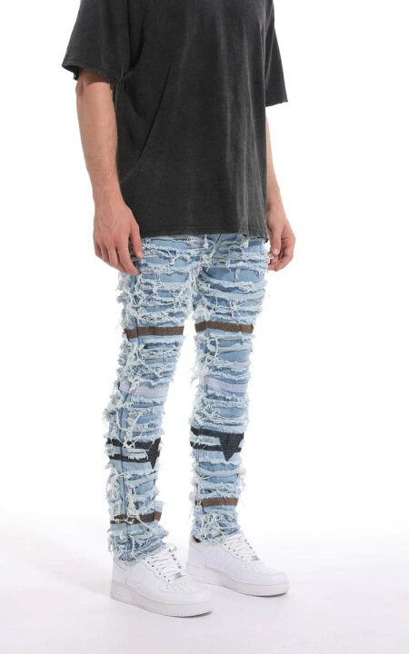 楽天市場】HESNTLS ジーンズ デニム Knife Distressed Denim ミッド 
