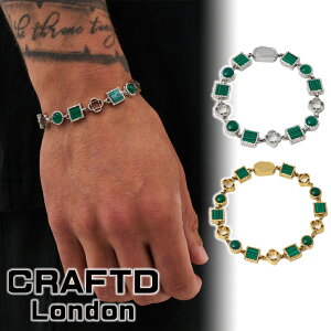 CRAFTD London Ntgh uXbg GREEN QUARTZ GEMSTONE BRACELET SILVER GOLD Vo[ S[h   Y lC [ANZT[] 00582