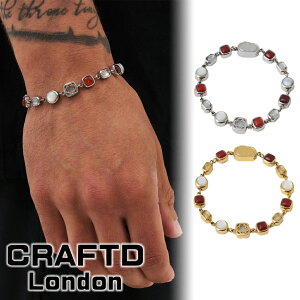 CRAFTD London �N���t�g�����h�� �u���X���b�g RED CRYSTAL GEMSTONE BRACELET SILVER GOLD �V���o�[ �S�[���h �� �� �����Y �l�C [�A�N�Z�T���[] ��00582