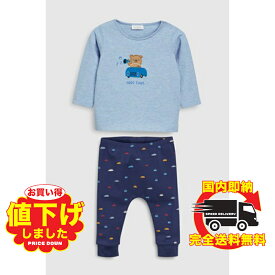 ネクスト ベビー NEXT ブルー クマ Tシャツ＆レギンス 2点セット 上下セット クマキャラクタ 車プリント 総柄 ジョガーパンツ ロングパンツ 長袖 子供服 ベビー服 男の子 ユニセックス ロンパース パジャマ 新生児 0-24ヶ月 ベビーウェア おでかけ[衣類]