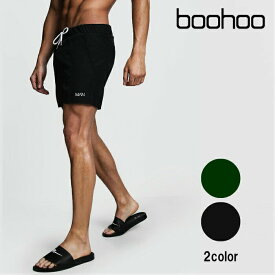 ブーフー 水着 boohoo Original MAN Mid Length Swim Short BLACK ブラック 海パン スイムウェア サーフパンツ ショーツ パンツ メンズ おしゃれ ブランド イギリス asos[衣類]