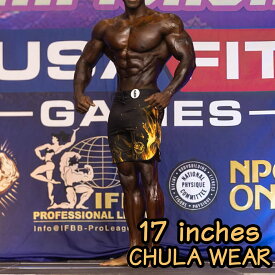 チュラウェア サーフパンツ CHULA WEAR ステージ ショーツ 水着 Golden Flames 17 inches ハーフパンツ 短パン フィジーカー 大会 メンズ 筋トレ ジム ウエア 正規品[衣類]ユ00582