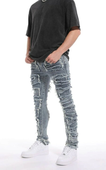 楽天市場】HESNTLS ジーンズ デニム Knife Distressed Denim ミッド 