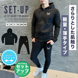 セットアップ メンズ パーカー ジョガーパンツ メンズ 上下セット SP ZIP HOODIE JOGGER PANTS ジップパーカー スウェットパンツ WILLS FITNESS ウィルズ フィットネス ジム ウェア スポーツウェア トレ