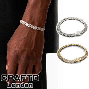 CRAFTD London �N���t�g�����h�� �u���X���b�g PRONG LINK ICED CUBAN BRACELET 8MM SILVER GOLD �V���o�[ �S�[���h �� �� 18K �����Y �l�C [�A�N�Z�T���[] ��00582