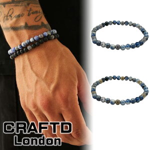 CRAFTD London �N���t�g�����h�� SODALITE STONE BRACELET �\�[�_���C�g �X�g�[�� �u���X���b�g �V���o�[ �S�[���h �� �� �����Y �l�C [�A�N�Z�T���[] ��00582