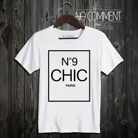 NO COMMENT PARIS ノーコメントパリ 半袖 Tシャツ ホワイト ラウンドネック Vネック メンズ レディース 大きい 小さい シック N°9 CHIC TEE SHIRT SOFT[衣類]