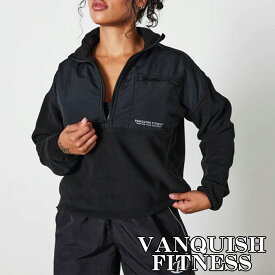 ヴァンキッシュ VANQUISH BLACK TECH POLAR FLEECE ハーフジップ フリース トレーナー スエット オーバーサイズ トップス レディース 筋トレ ジム ウエア スポーツ 正規品[衣類]ユ00572