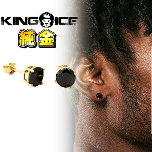 KING ICE �L���O�A�C�X �s�A�X ���� ���� ONYX BRILLIANT-CUT STUD EARRINGS 14k�S�[���h �� �V���o�[ 2�Z�b�g �����Y �u�����h �l�C[�A�N�Z�T���[]