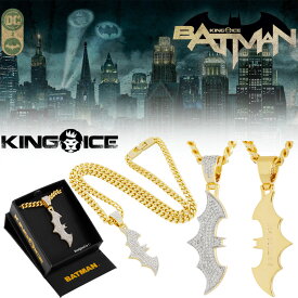 KING ICE キングアイス ネックレス チェーン BATMAN X KING ICE - BATMAN LOGO NECKLACE 14kゴールド 金 WHITE GOLD 人気[アクセサリー]