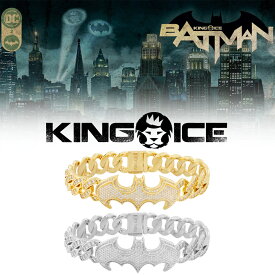 KING ICE キングアイス ブレスレット BATMAN X KING ICE - 13MM CLASSIC BATMAN LOGO BRACELET 14Kゴールドメッキ ホワイトゴールドメッキ メンズ ブランド 人気[アクセサリー]