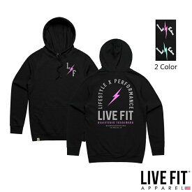 リブフィット LIVE FIT RT BOLT HOODIE BLACK ブラック パーカー プルオーバー トップス メンズ 筋トレ ジム ウエア スポーツ 正規品[衣類]