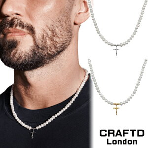 CRAFTD London �l�b�N���X CRUCIFIX REAL PEARL NECKLACE SILVER GOLD �����Y �N���t�g�����h�� �V���o�[ �S�[���h �� �� 18K�S�[���h �l�C [�A�N�Z�T���[] ��00582